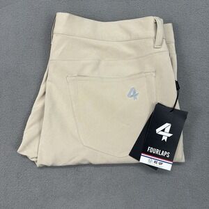 4 Four Laps Traverse Slim 34x32 Khaki Stretch Golf Chino Pants Athletic Fit New